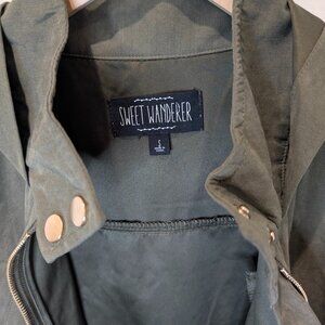 Sweet Wanderer Olive Green Hooded Utility Jacket Size S